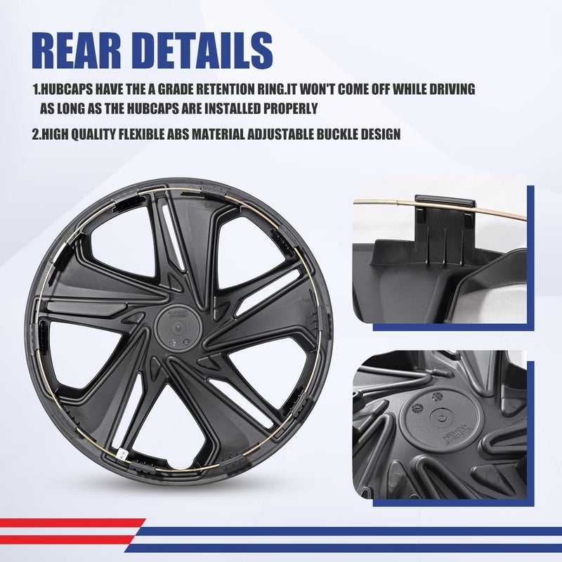 Winjet Wheel Covers for Honda Civic Sedan 2016-2026 16" Hubcaps [2016 2017 2018 2019 2020 2021 2022 2023 2024 2025 2026 Honda Civic Sedan] Hubcaps, [Only Fit Iron Hub - Steel Wheel] (Black Lacquer) - Image 4